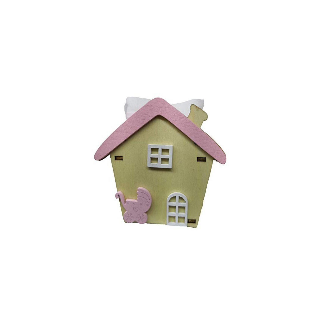12 PZ SACCHETTO SCATOLA CASETTA IN LEGNO ROSA CON SACCHETTO 8x9 CM BOMBONIERA PO