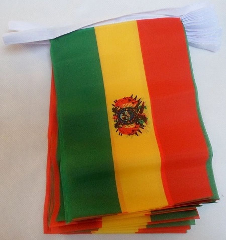 GHIRLANDA 6 metri 20 BANDIERE BOLIVIA 21x15cm - BANDIERA BOLIVIANA 15 x 21 cm -