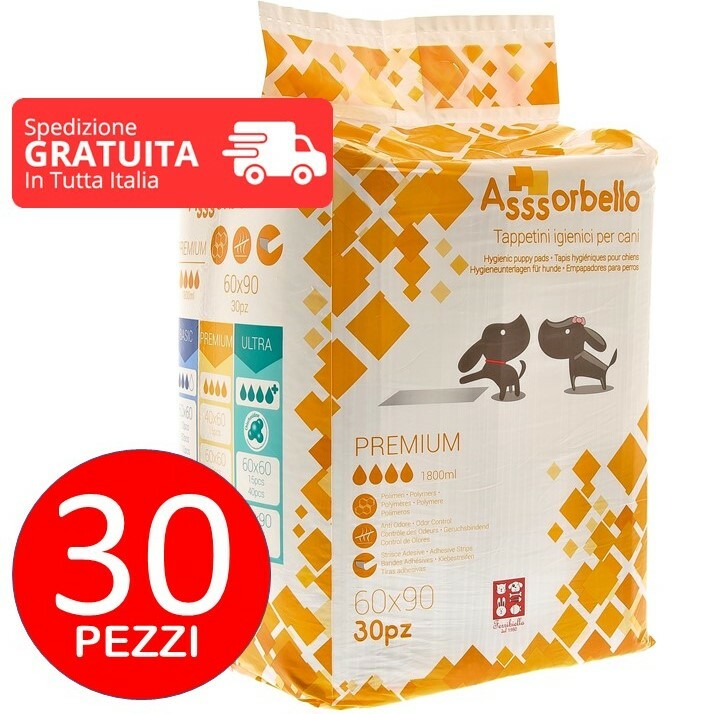 30x Asssorbello 60x90 Tappetini Igienici assorbenti per Cani traverse Premium