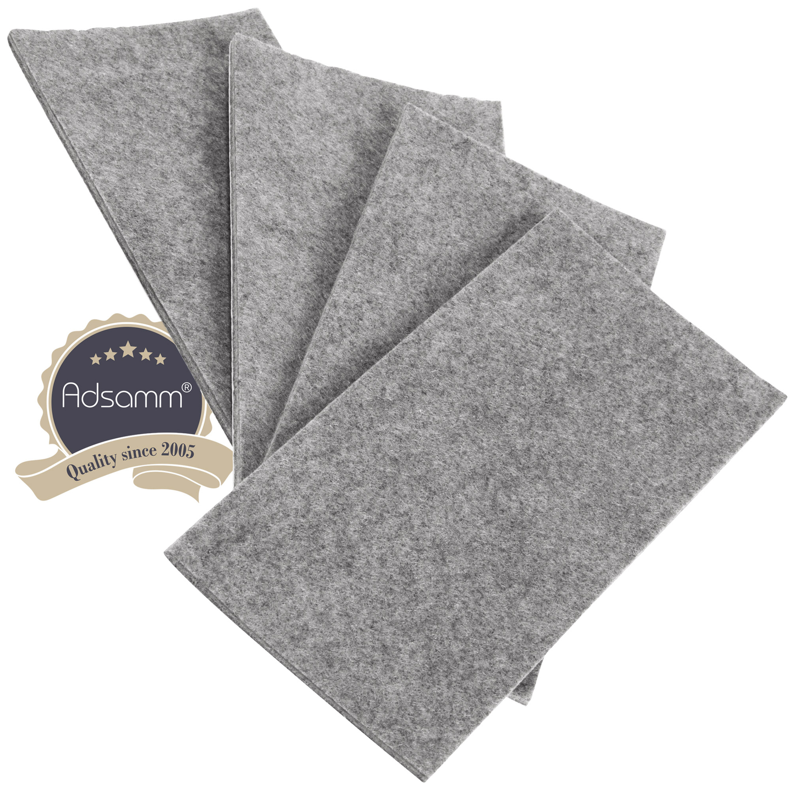 Adsamm® / 4 x fogli di feltro autoadesivo / grigi / 80x180 mm / rettangolari ...
