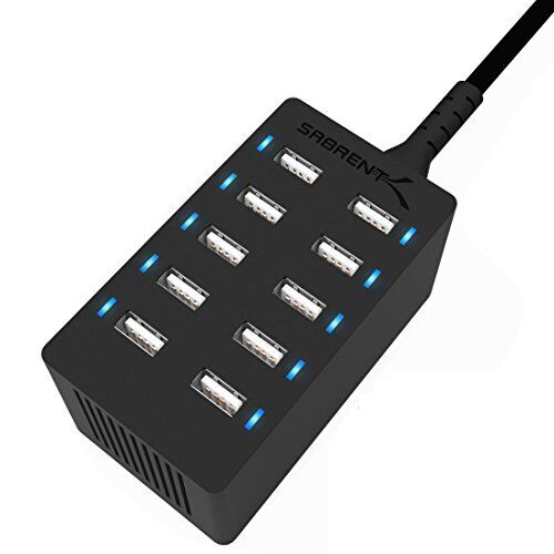 SABRENT Ciabatta Multipresa, Caricatore portatile USB multiplo, Stazione di ri
