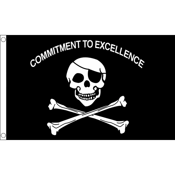 BANDIERA PIRATA COMMITMENT TO EXCELLENCE 150x90cm - BANDIERA DEI PIRATI – TESCHI
