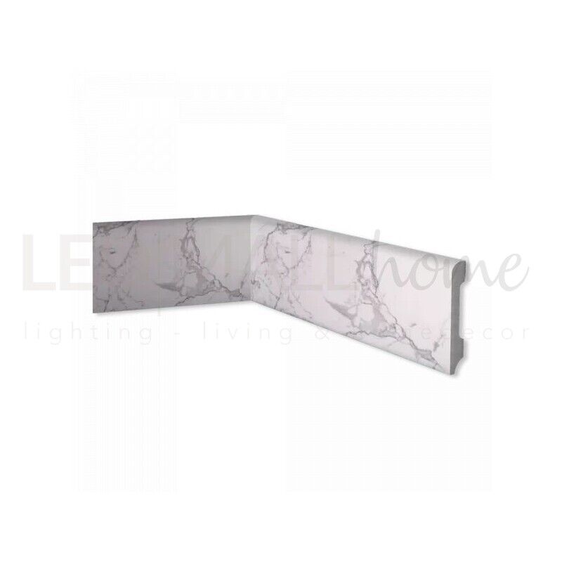 Battiscopa in duropolimero effetto marmo bianco Carrara 2000x85x12mm