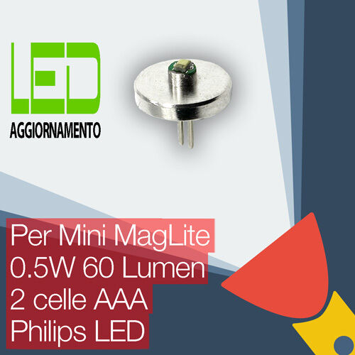 Mini MagLite LED Aggiornamento/Conversione lampadina Torcia 2AAA Cell Philips