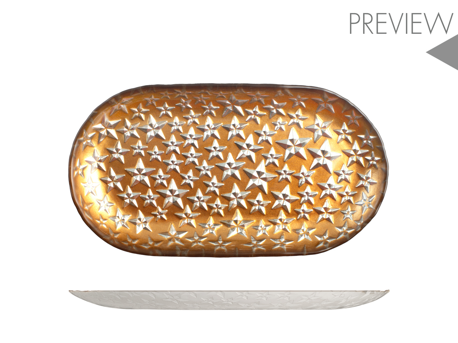 H&H Piatto ovale Gold cosmo cm 28x14