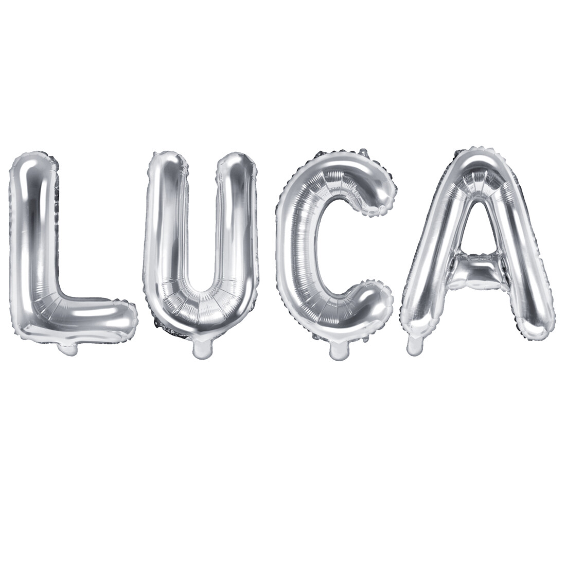 Palloncino FOIL MYLAR ARGENTO scritta nome LUCA 35 cm 0ZMB