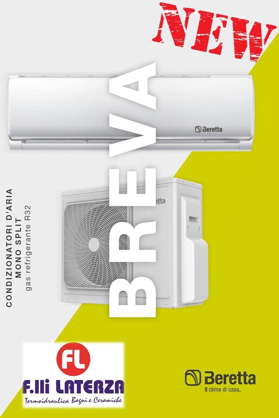 NUOVO CONDIZIONATORE BERETTA BREVA 12.000 BTU INVERTER A++ CLIMATIZZATORE R32