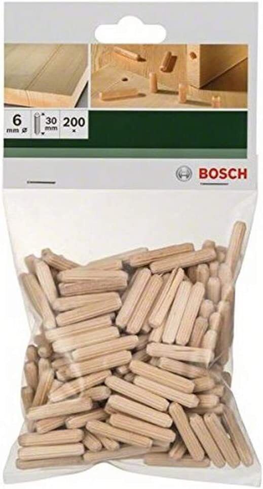 BOSCH - 200 TASSELLI IN LEGNO ZIGRINATI 6x30