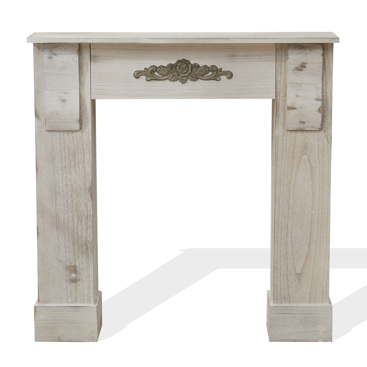 Mobili Rebecca Cornice Decorativa Camino Legno Grigio Retro 98,5x96,5x22,5