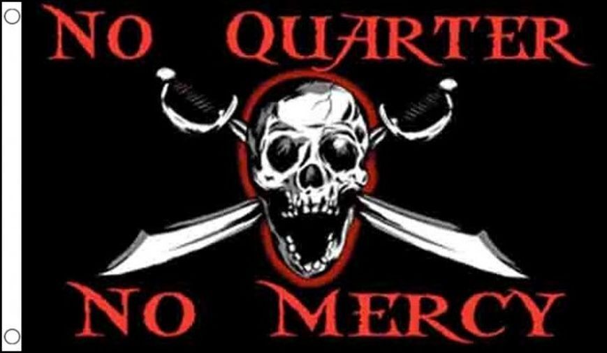 BANDIERA PIRATA NO QUARTER NO MERCY 150x90cm - BANDIERA DEI PIRATI – TESCHIO 90