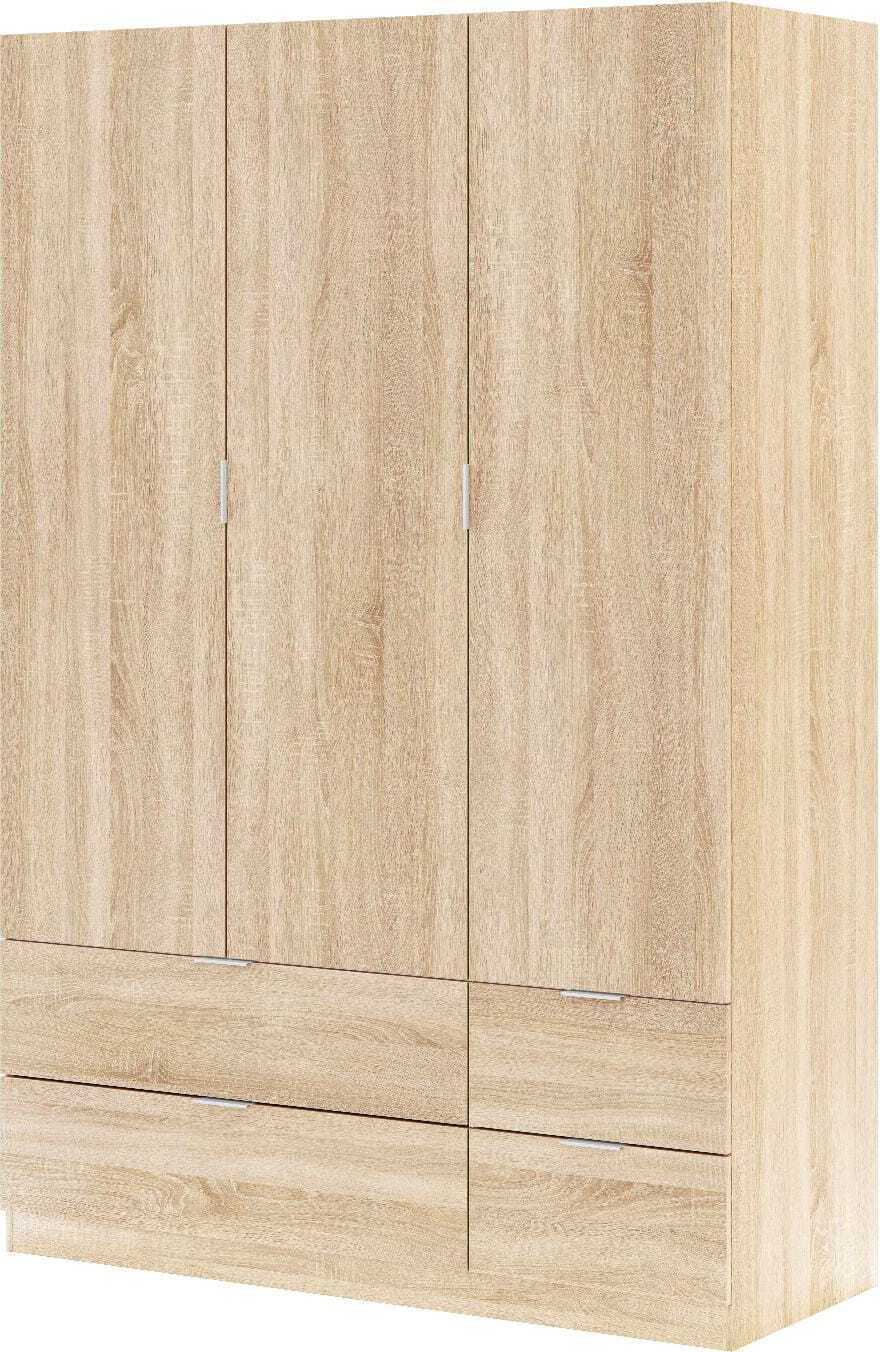 Armadio 3 Ante 1 Cassetti legno 135x52x200h cm Rovere LCX453F