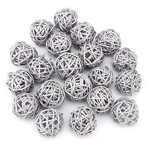 Palline di Vimini in Rattan,20 Pezzi 3cm Palle e Palline per L'albero (y2x)