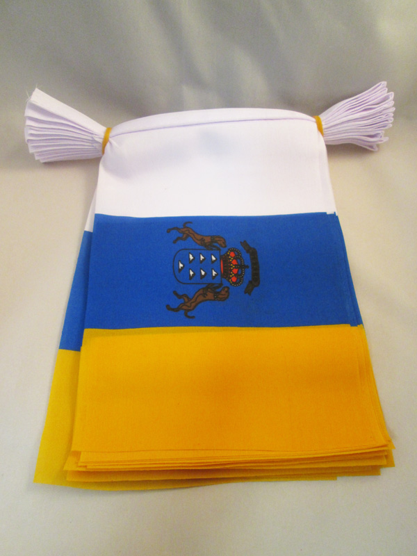 GHIRLANDA 6 metri 20 BANDIERE ISOLE CANARIE 21x15cm - BANDIERA CANARIAS IN SPAGN