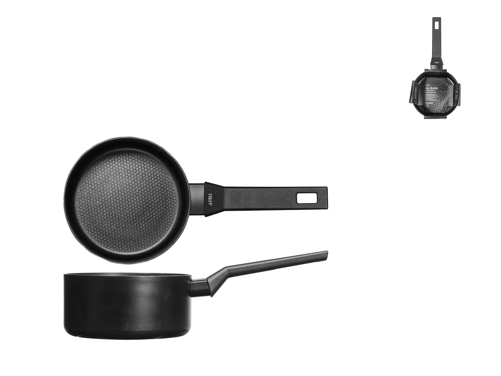 H&H Casseruola 1 Manico All Blacks Cm16