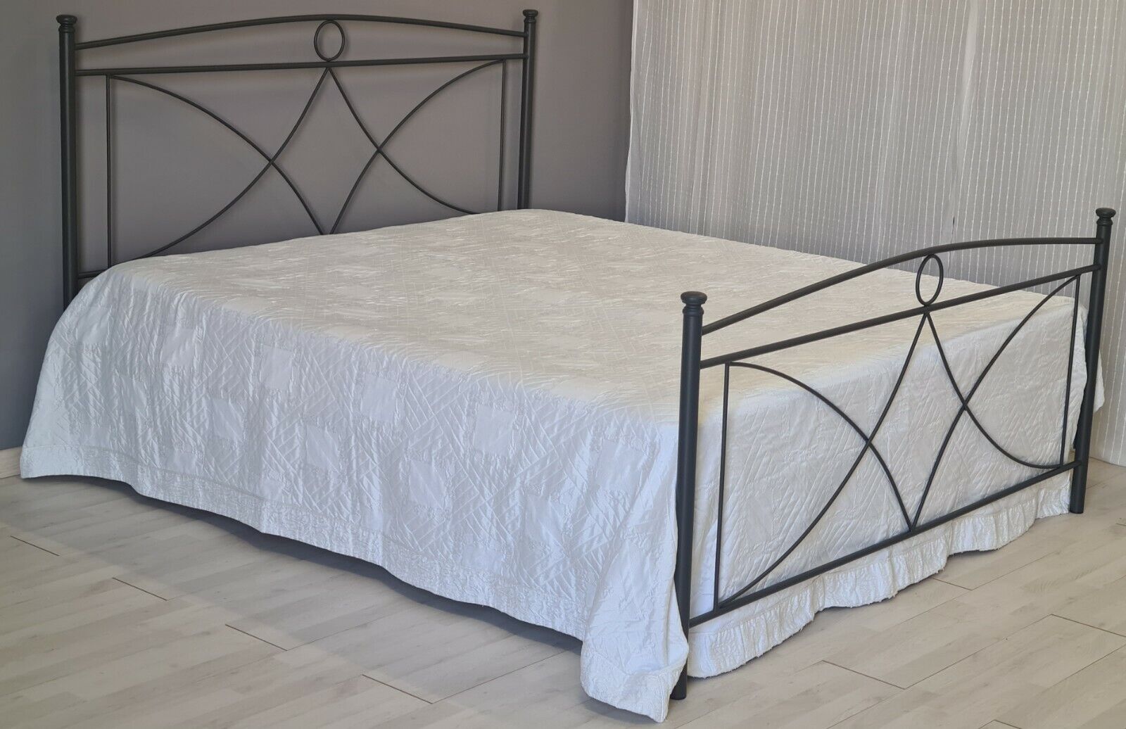 Letto in ferro battuto matrimoniale Tiffany antracite