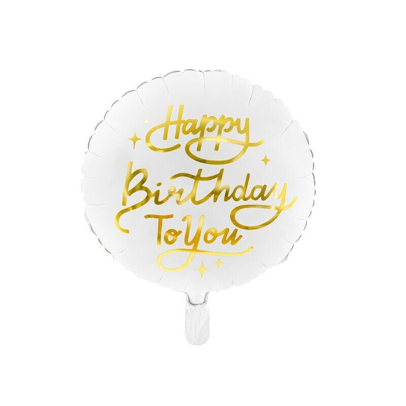 Palloncino mylar cm. 35 Happy Birthday to you bianco