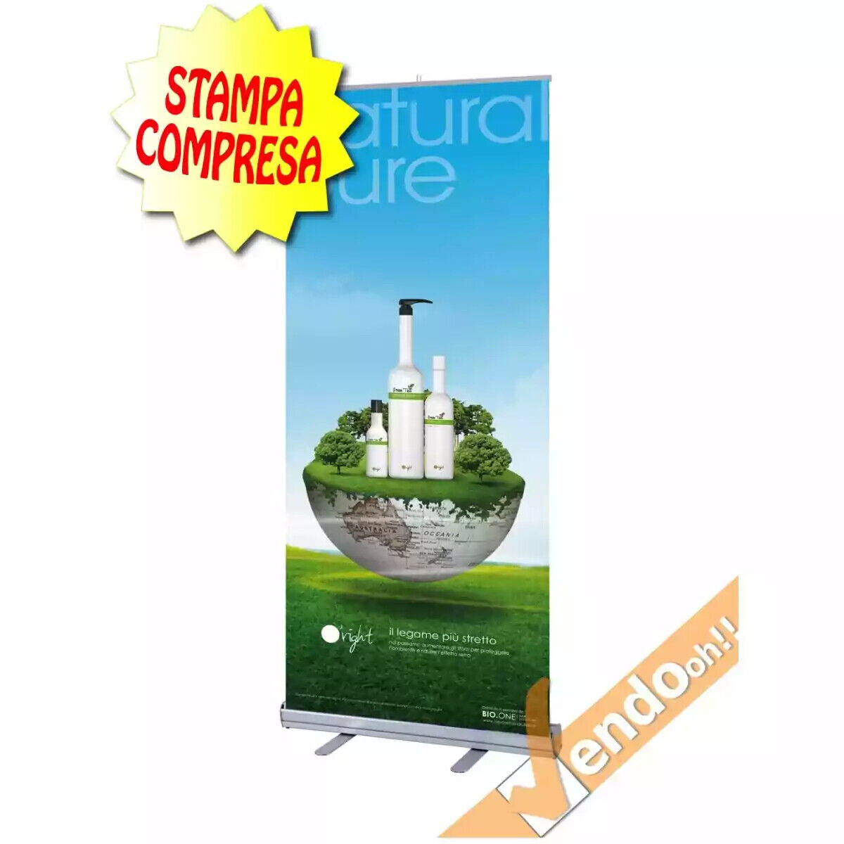 BANNER ROLL UP ROLL-UP ESPOSITORE PUBBLICITARIO DA PAVIMENTO VERTICALE 87X200 CM