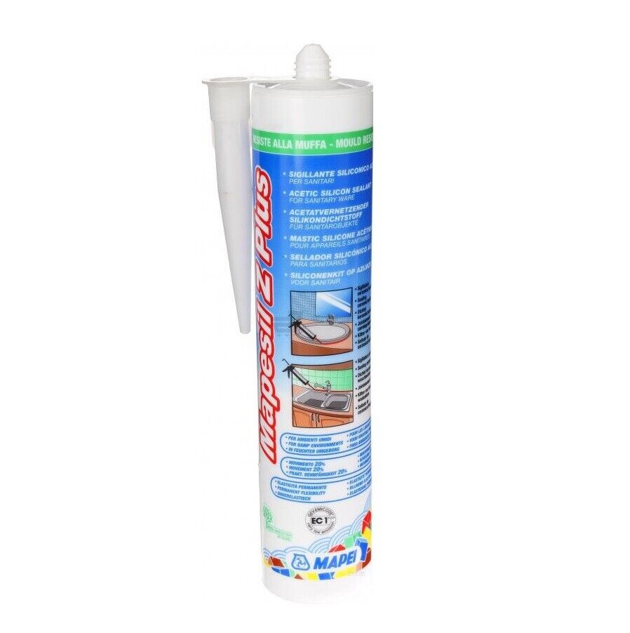 Mapesil Z Plus Silicone Sigillanet Acetico sanitari 999 Trasparente 280 ml.
