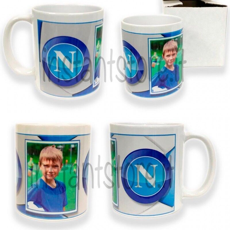 Tazza in ceramica squadra del cuore personalizzata con foto calcio Napoli .