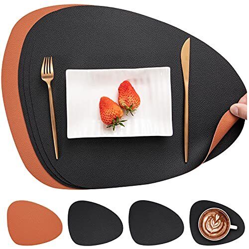 Myir JUN Tovagliette in Pelle e Sottobicchieri Set Tovagliette Americana Plas...