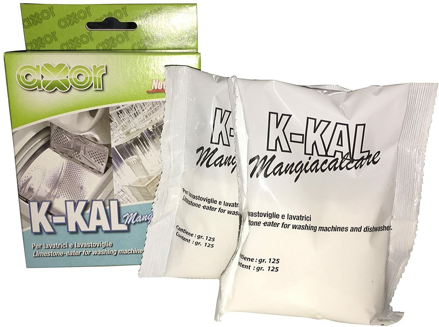 AXOR K-KAL Mangiacalcare per Lavatrici e Lavastoviglie - 2 buste da 125gr