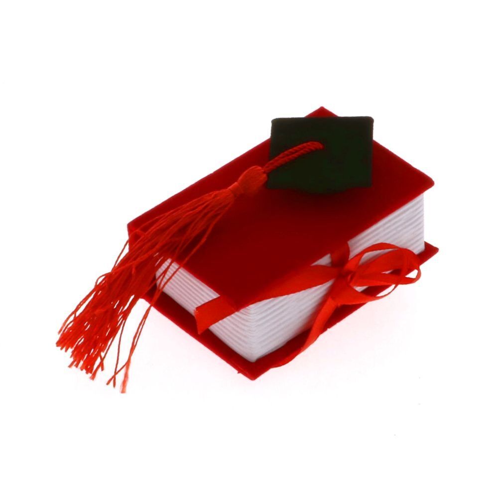 12 PZ Libro rosso Laurea portaconfetti con tocco BOMBONIERA 08BA