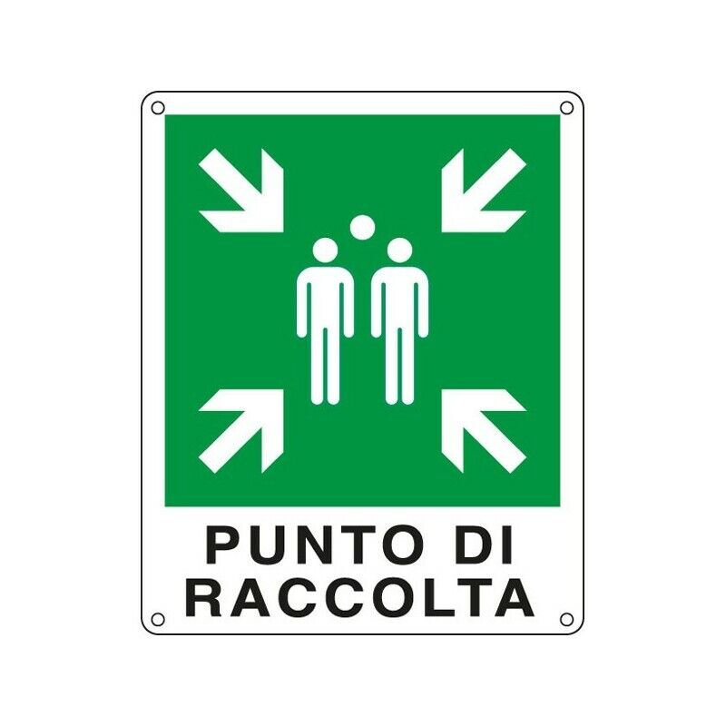 Cartello alluminio 25x31 cm. 'Punto di Raccolta' - cartelli di sicurezza