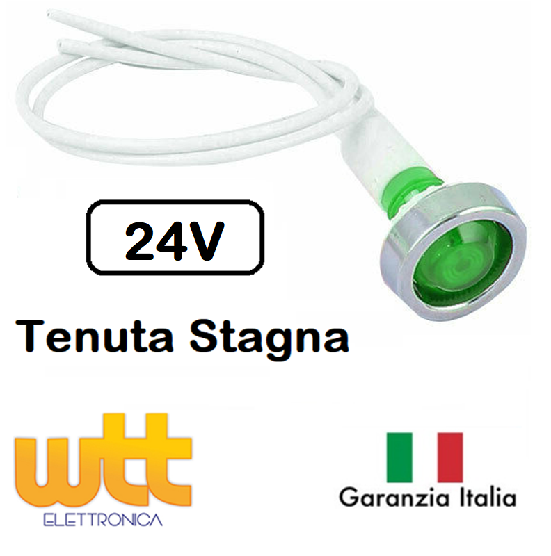 Segnalatore lampada a tenuta stagna spia luminosa 24V VERDE Gemma