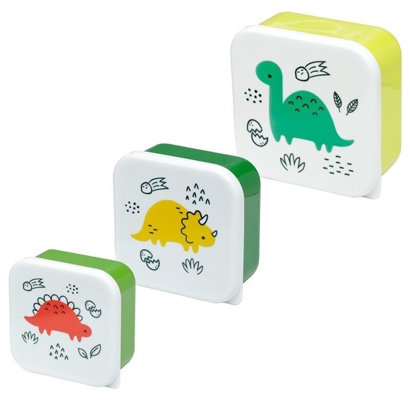 Set 3 contenitori per alimenti Cm. 11,5x11,5x5,5 a scalare - Dinosauri