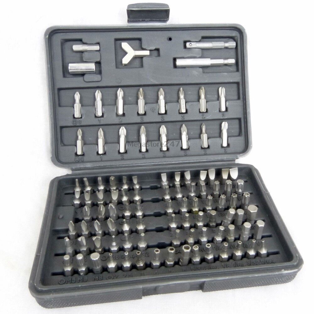 Sicurezza Screwdriver Bit Set Punta Torx Phillips Vite Pozi Cromo Vanadio 100pc