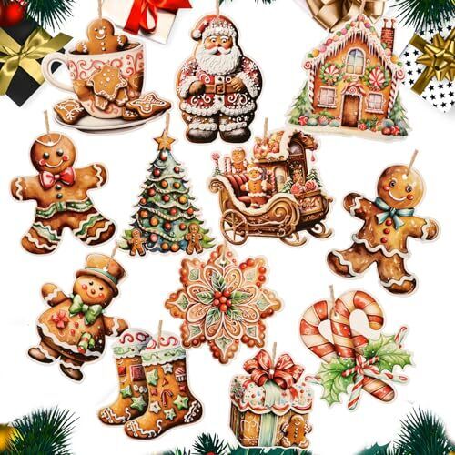 24Pz Ciondoli Natalizi Carta Pendenti Natale Etichette Regalo Natale (q3k)