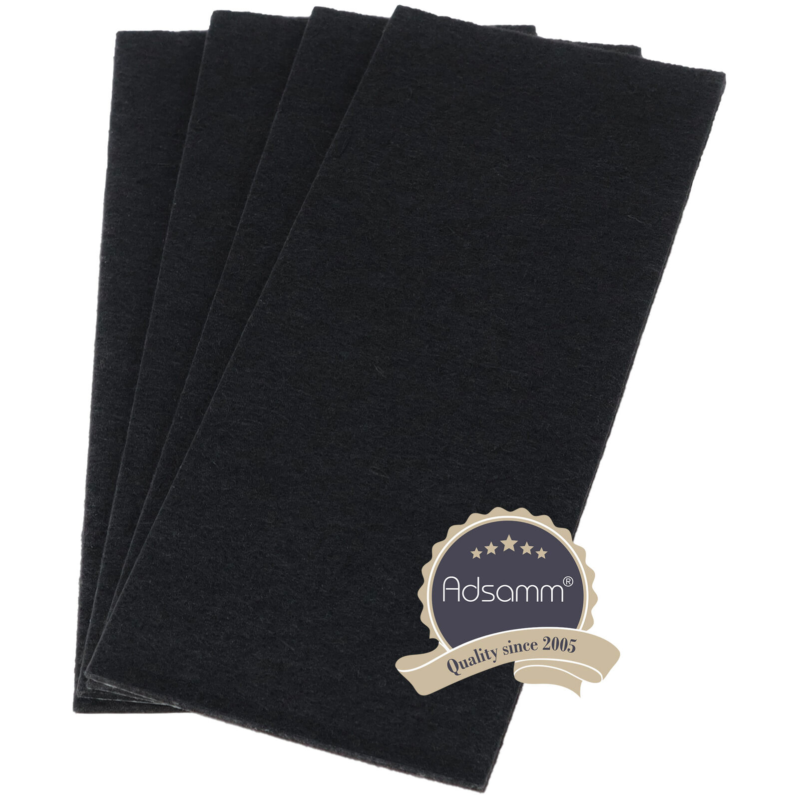 Adsamm® / 4 x fogli di feltro autoadesivo / neri / 80x180 mm / rettangolari /...