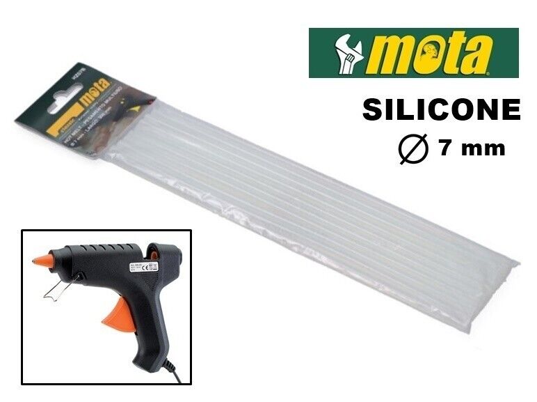 SET 10 STICK DI SILICONE TRASPARENTE DI DIAMETRO 7 X 300 mm PER PISTOLA A CALDO