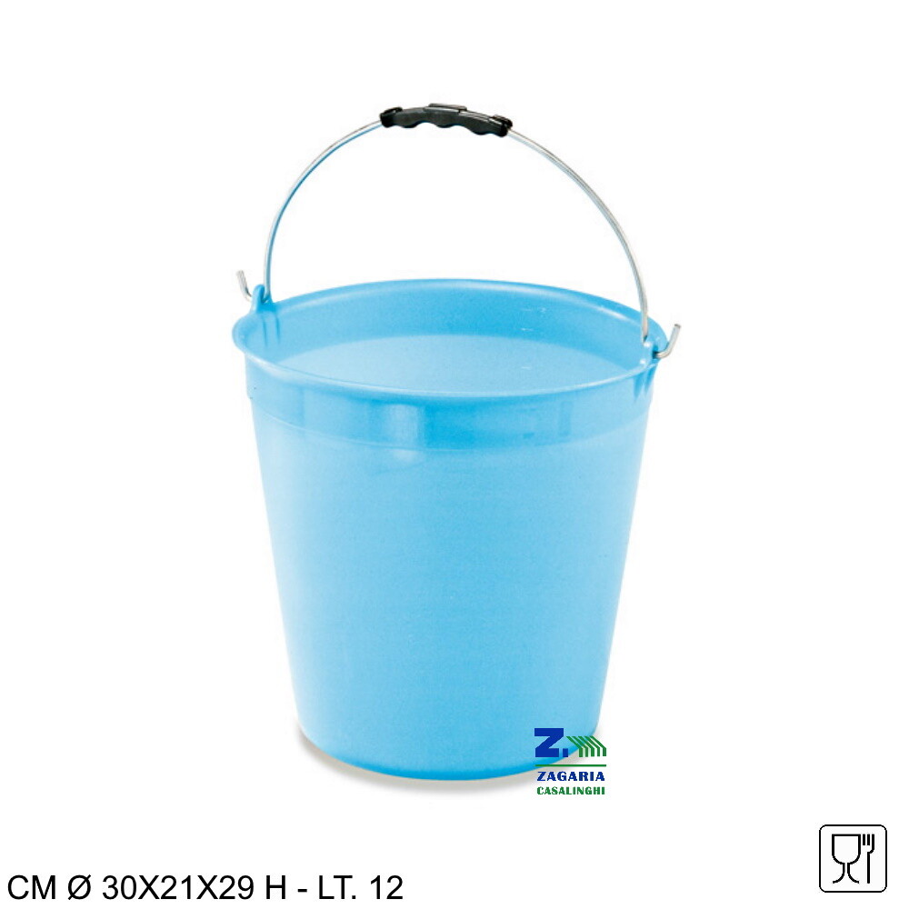 SECCHIO ADDA 12 LT IN PLASTICA PER ALIMENTI COLORE AZZURRO MANICO ZINCATO