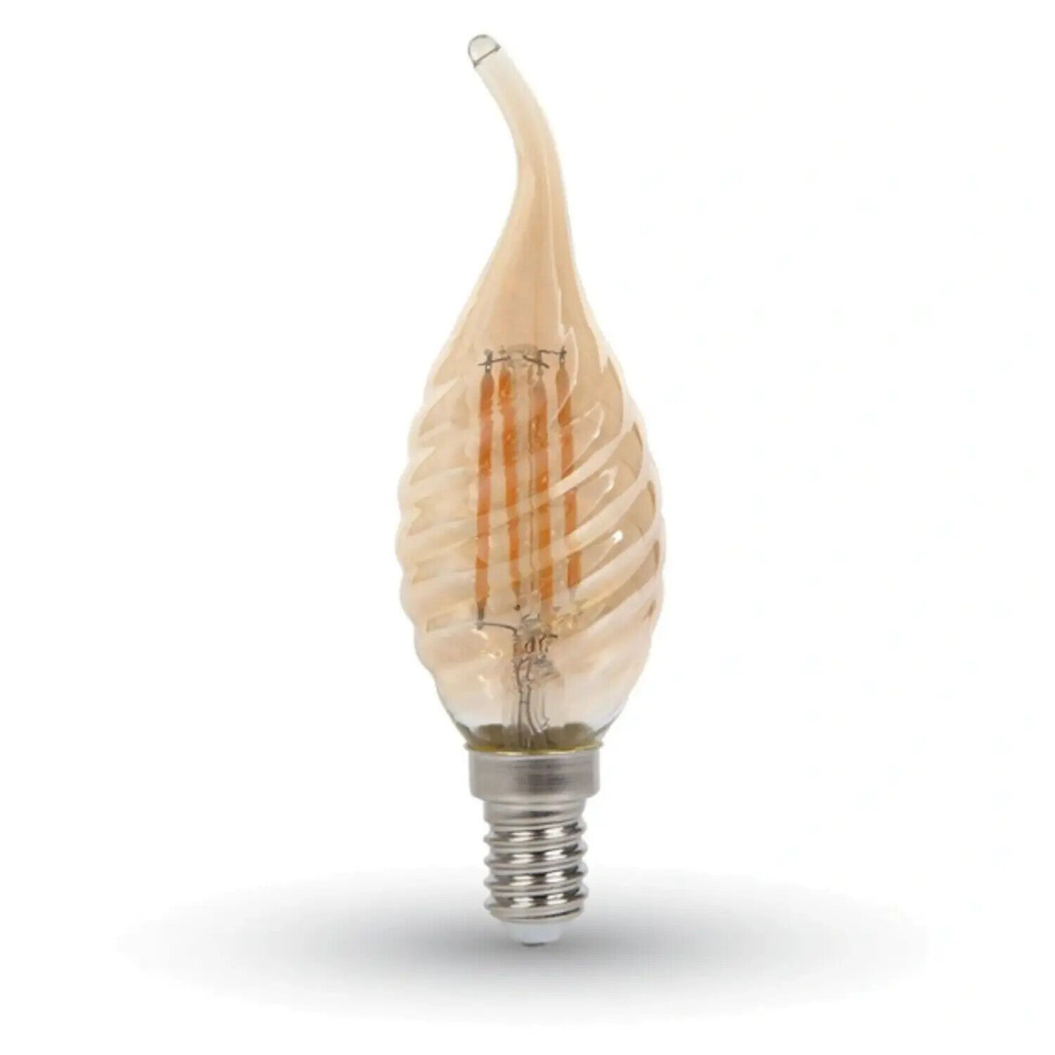 lampadina filo led ambra fiamma soffio di vento twist E14 4 watt bianco caldo