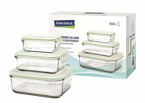 Glasslock Set da 3 rettangolare, (1 X 400 ML, 1 X 1000 ML, 1 X 2000 ML) (R3H)