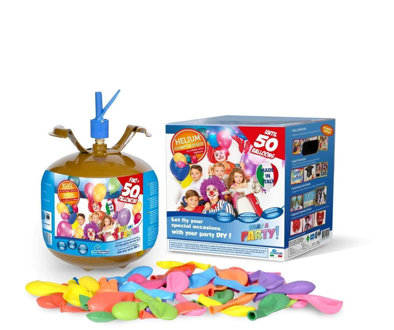 Kit Bombola Gas Elio Compreso Di 50 Palloncini Per Feste Compleanni Party