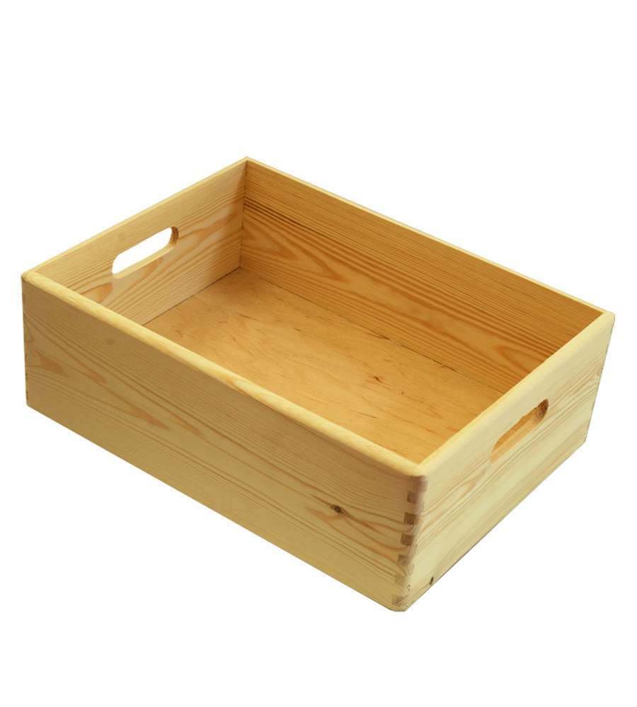SCATOLA MULTIUSO SENZA COPERCHIO "WOOD BOX" IN LEGNO MARRONE CHIARO, 40X30X14 CM