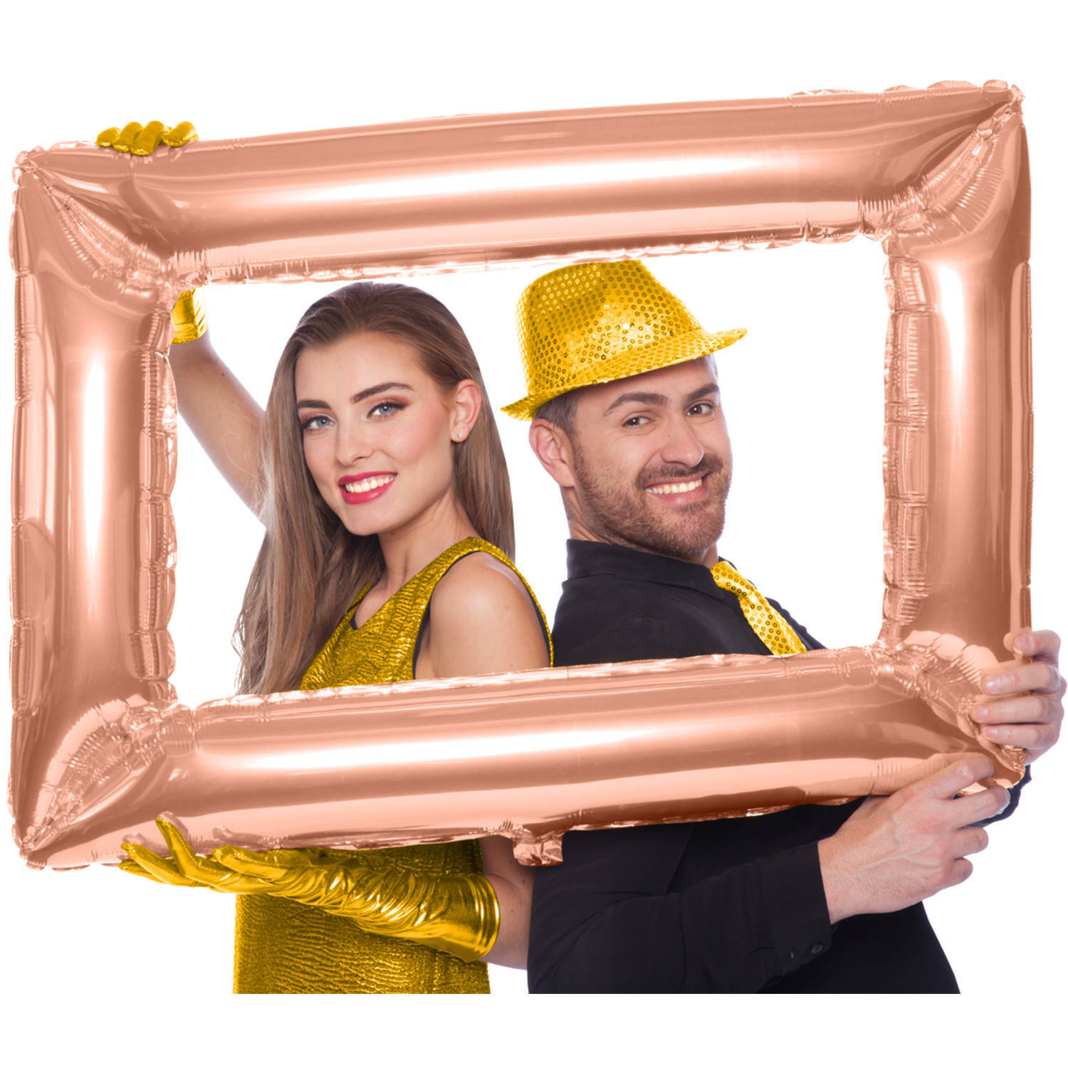 PALLONCINO MYLAR SUPERSHAPE CORNICE SELFIE ROSA GOLD 60 X 85 cm PARTY FESTA