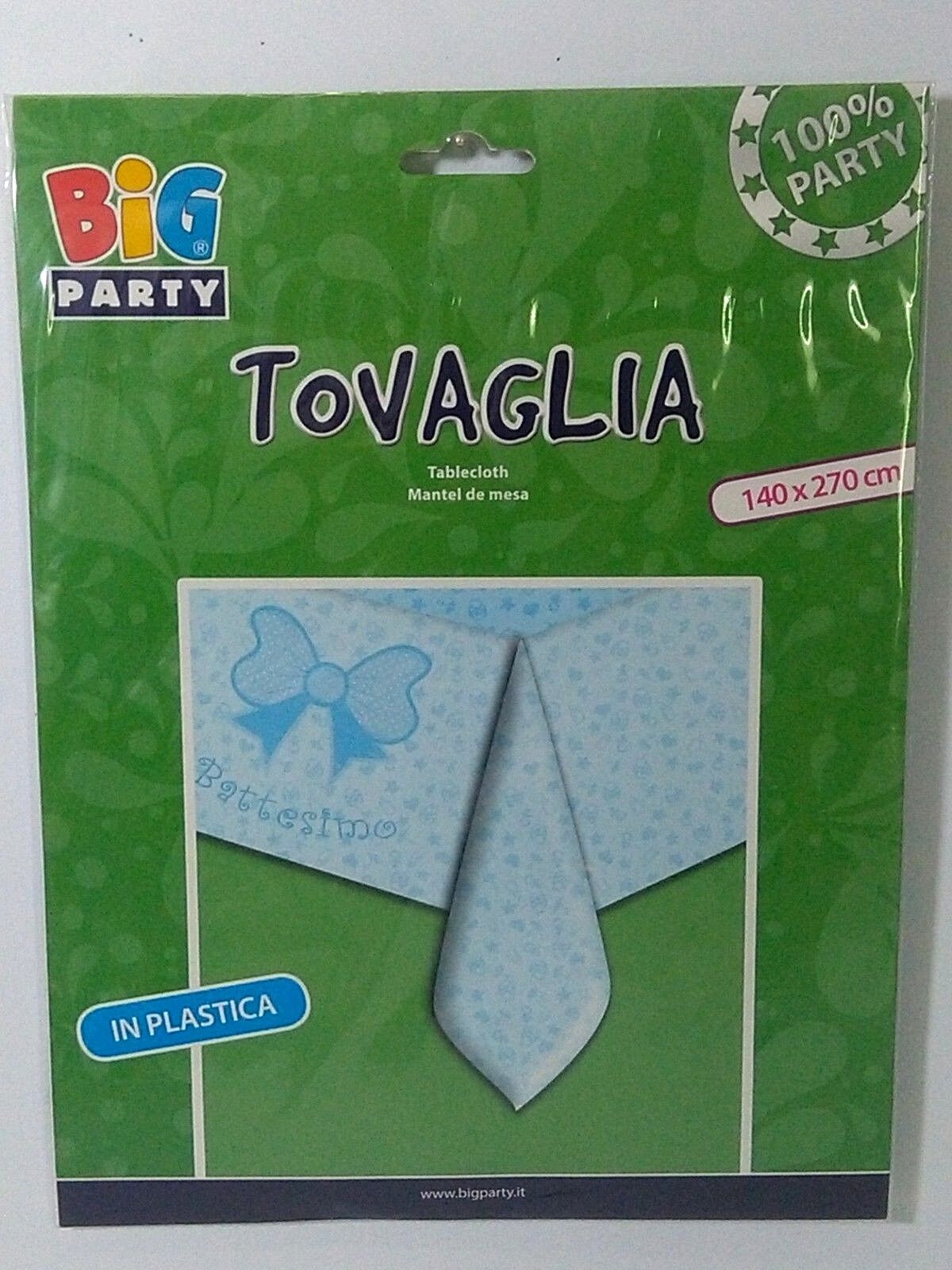 TOVAGLIA BATTESIMO BIMBO CELESTE 140 x 270 cm FESTA PARTY BUFFET COMPLEANNO