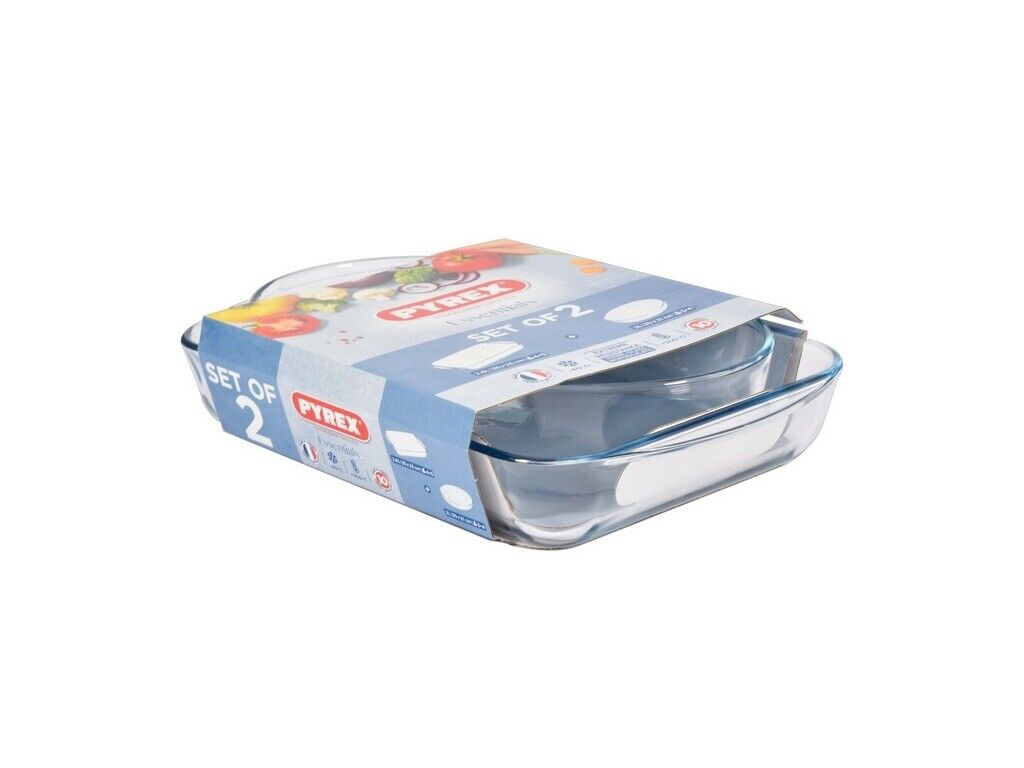 PIROFILA TEGLIA IN VETRO TEMPERATO RESISTENTE PYREX SET 2 PZ CM  35+CM 30