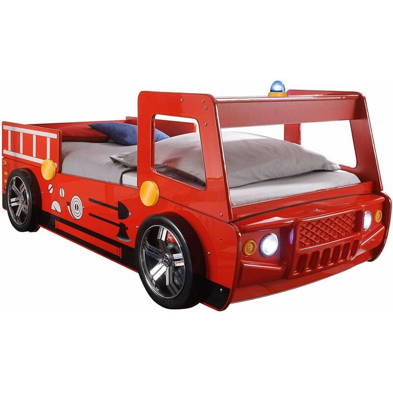 Letto per bambini, motivo camion pompieri, illuminazione LED inclusa SPELLO