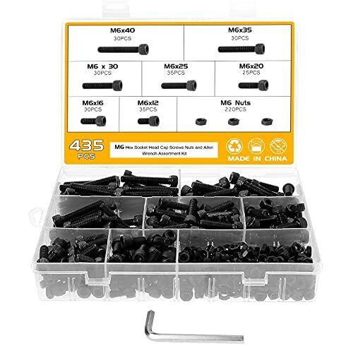 Faankiton 435 Pezzi M6 * 12-40mm Viti a Brugola in Acciaio Carbonio Kit (Z9I)