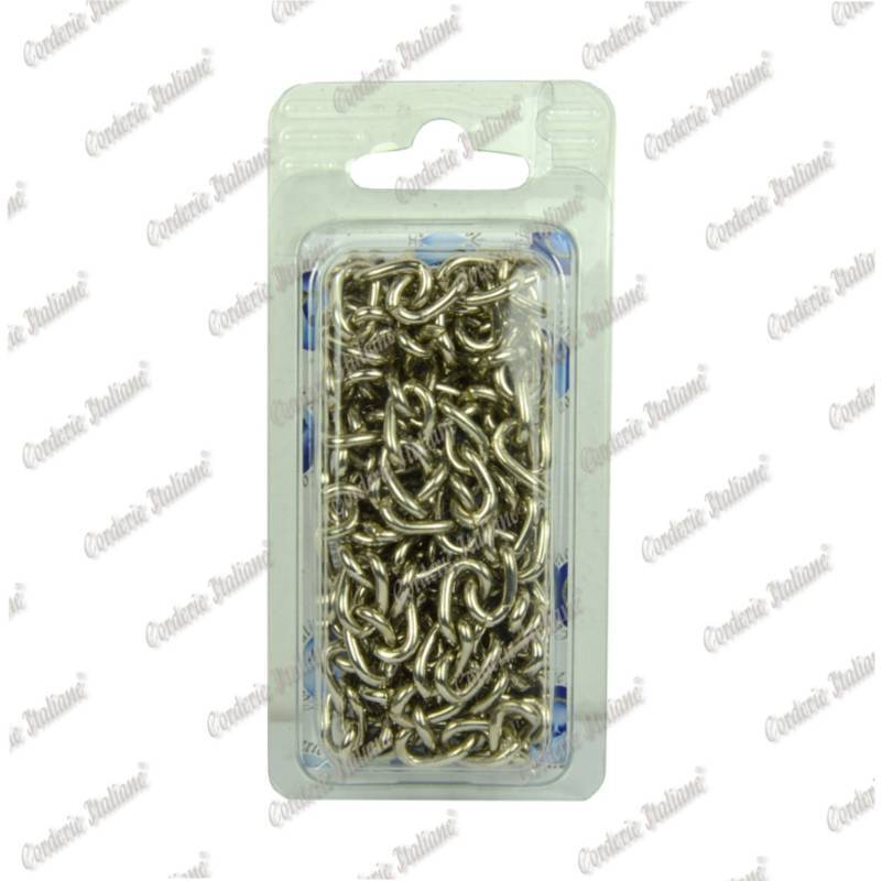 Catena gourmette Ø 1,2 mm, interno maglia 4,5 mm x 1,5 mm, 3 mt, nichelata, Cord
