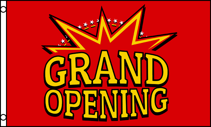 BANDIERA GRANDE APERTURA 150x90cm - BANDIERA GRAND OPENING - INAUGURAZIONE 90 x