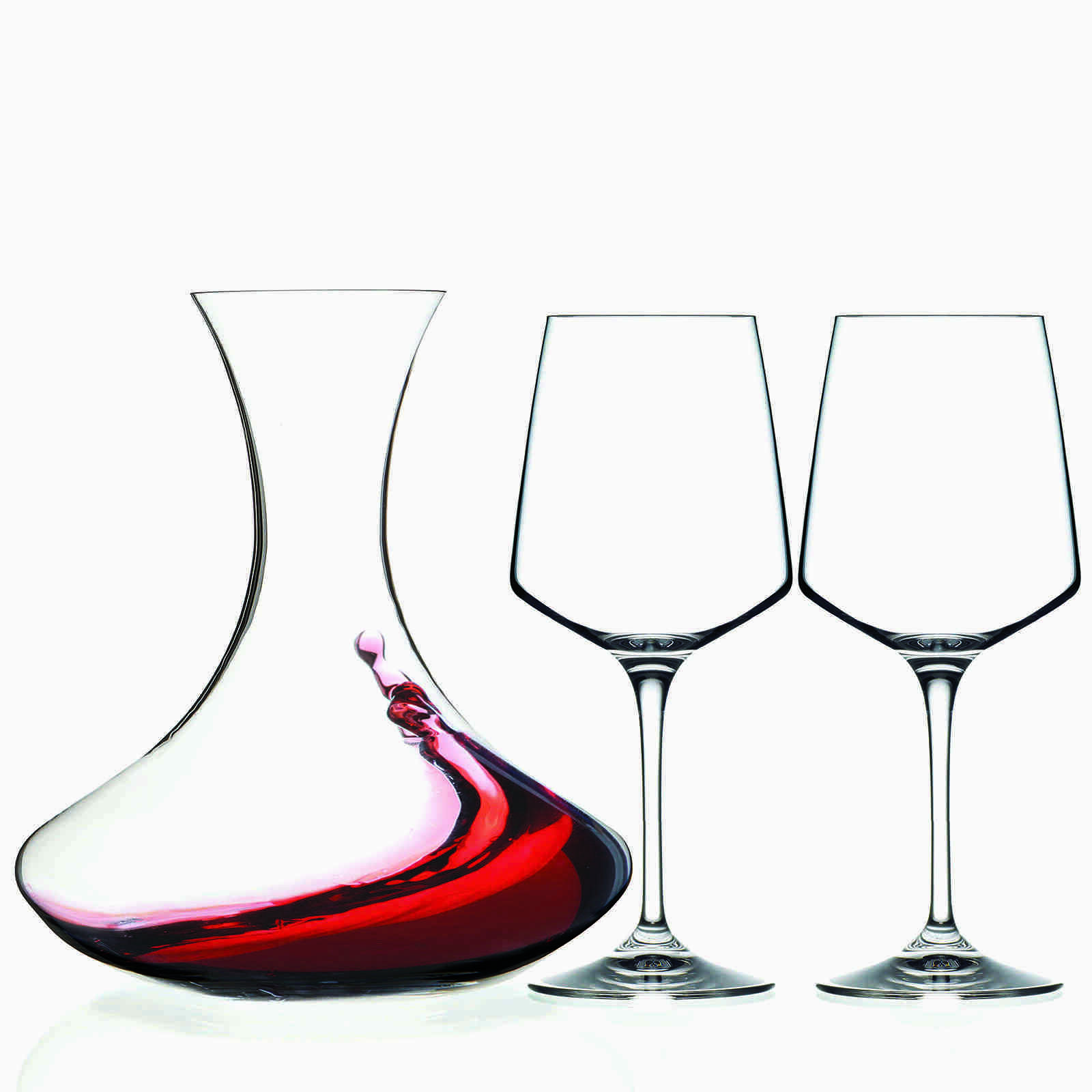 RCR Set Aria Decanter Con 2 Calici Vino In Vetro Resistente Eco-Crystal 3 Pezzi