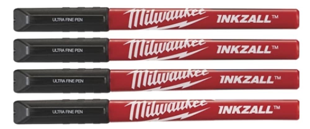 Pezzi 4 - Pennarello indelebile punta extra fine nero Milwaukee