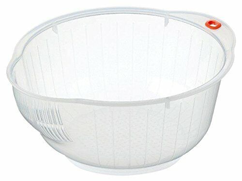 Inomata Japanese Rice Washing Bowl with Strainer, 2 quart, Plastica, (U6d)