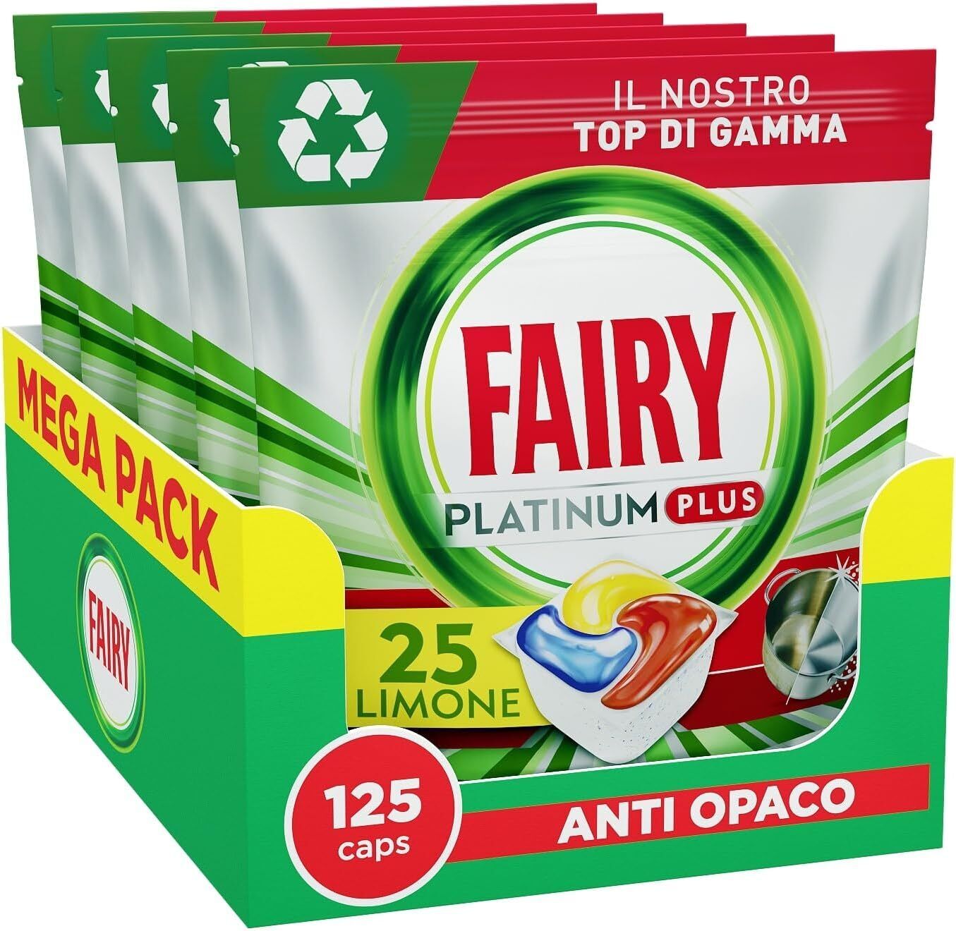 Fairy Platinum Plus Detersivo Pastiglie Lavastoviglie Brillantante 125 Capsule