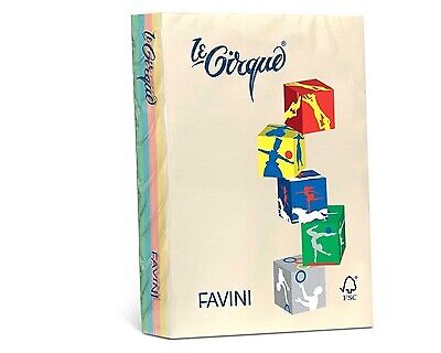 cartoncino colorato a4 160g 250fg Favini le cirque 5 colori tenui pastello assor